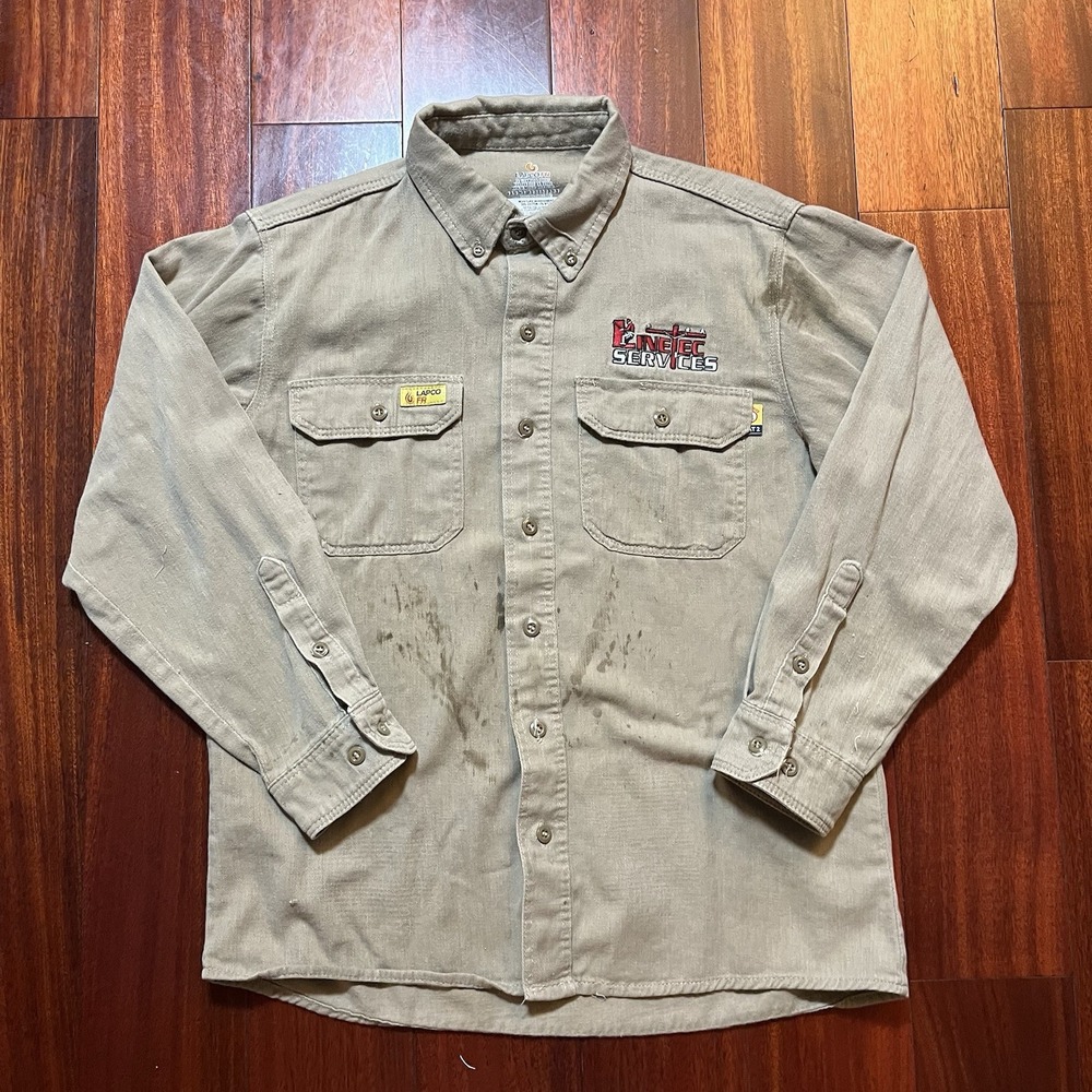 LAPCO FR Shirt Mens SM-REG Tan Moisture Management Mechanic Workwear Flame READ
